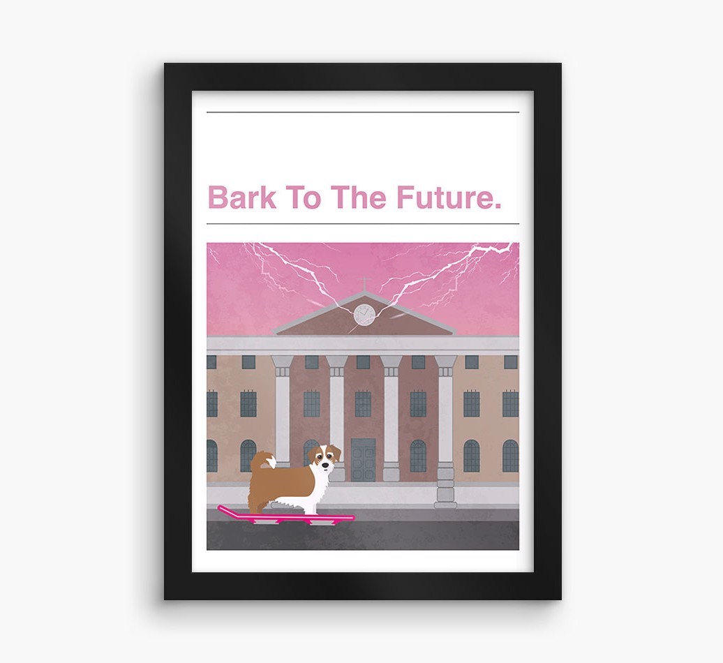 Bark To The Future: Personalised {breedFullName} Framed Print