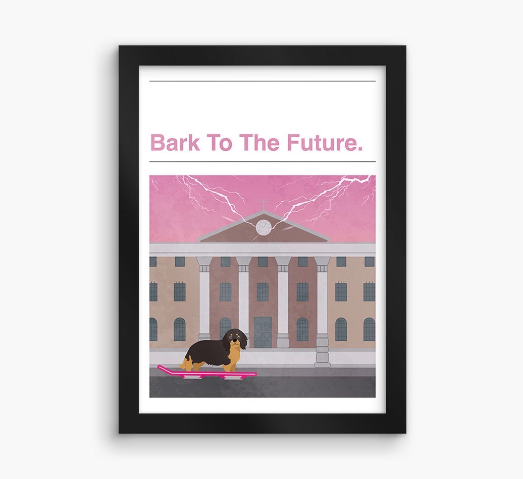 Bark To The Future: Personalised {breedFullName} Framed Print