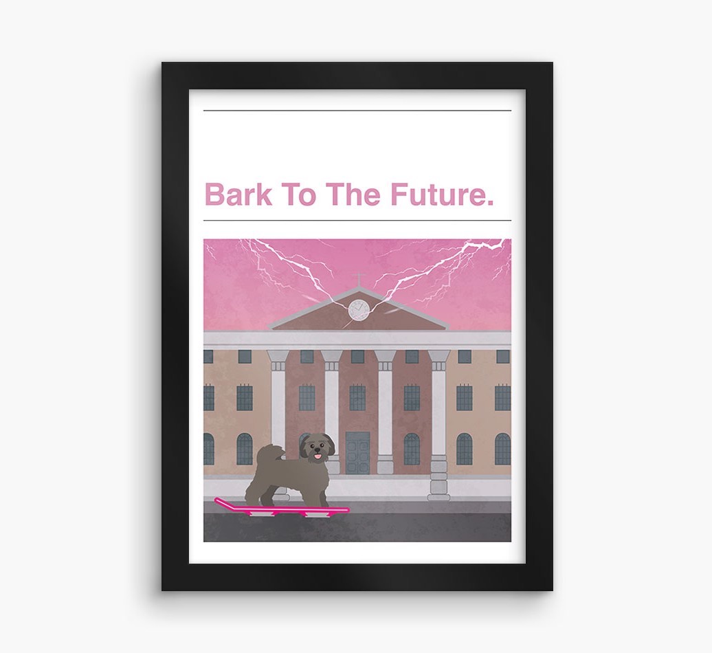 Bark To The Future: Personalised {breedFullName} Framed Print