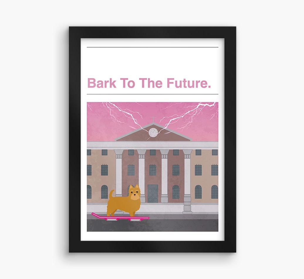 Bark To The Future: Personalised {breedFullName} Framed Print