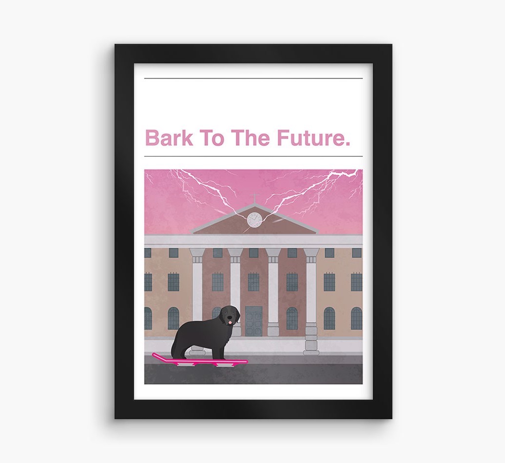 Bark To The Future: Personalised {breedFullName} Framed Print