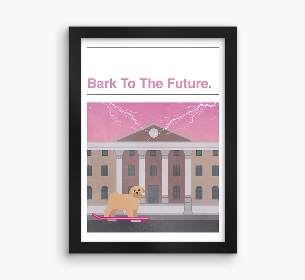 Bark To The Future: Personalised {breedFullName} Framed Print