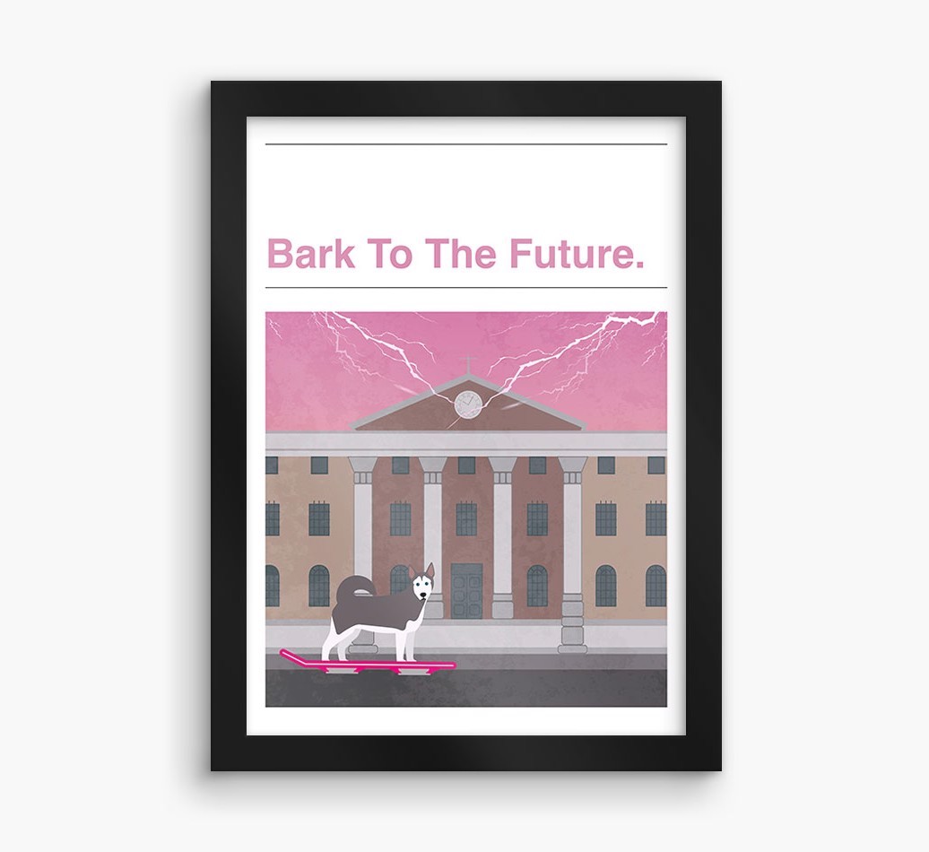 Bark To The Future: Personalised {breedFullName} Framed Print