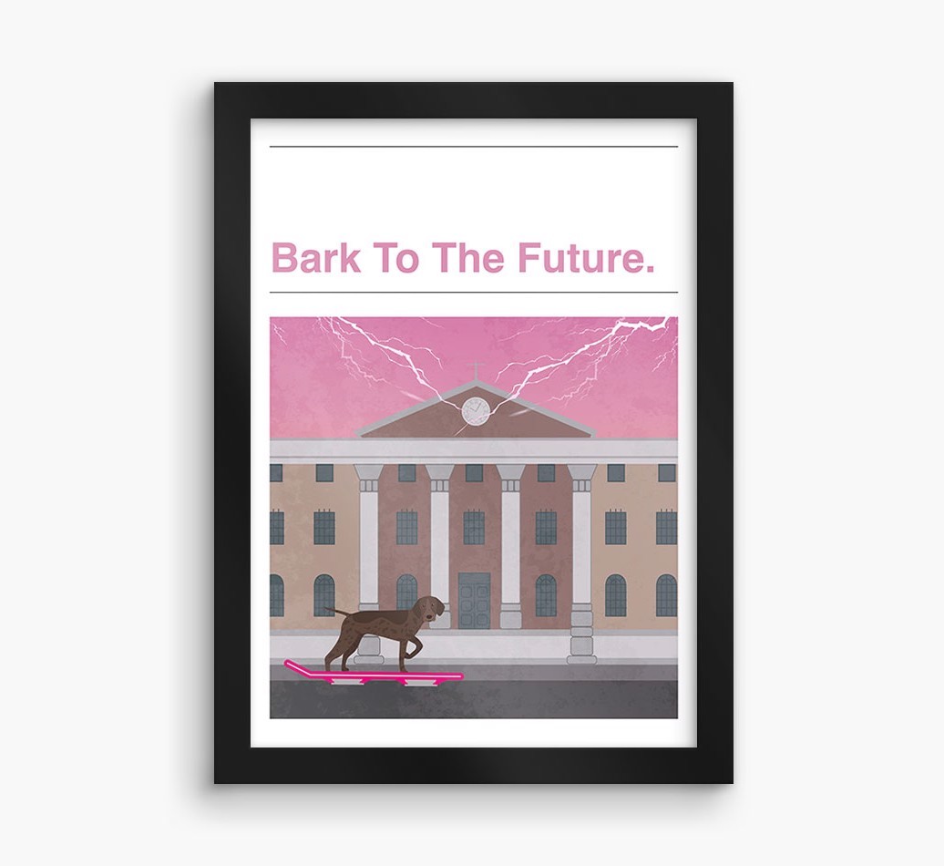 Bark To The Future: Personalised {breedFullName} Framed Print