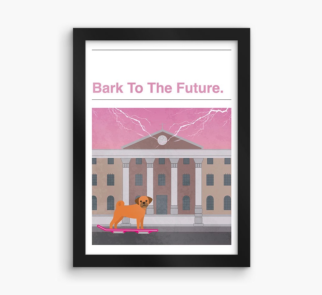 Bark To The Future: Personalised {breedFullName} Framed Print