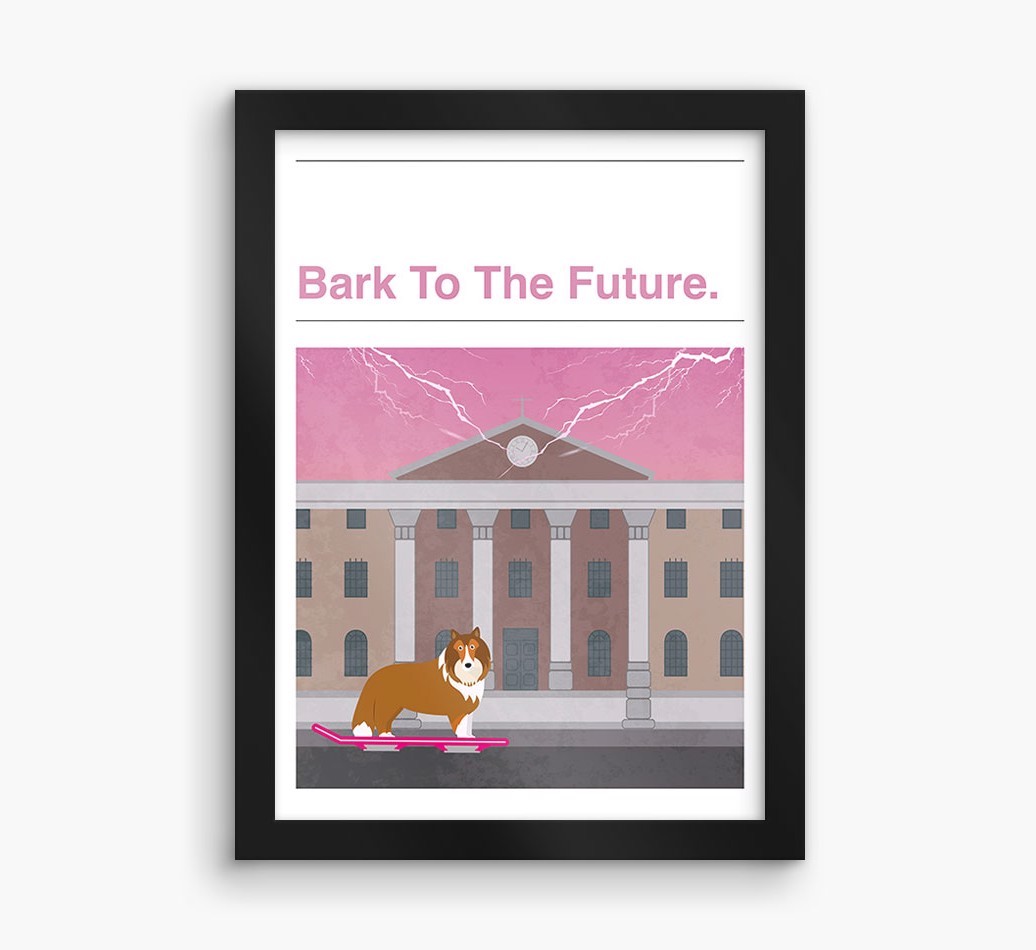 Bark To The Future: Personalised {breedFullName} Framed Print