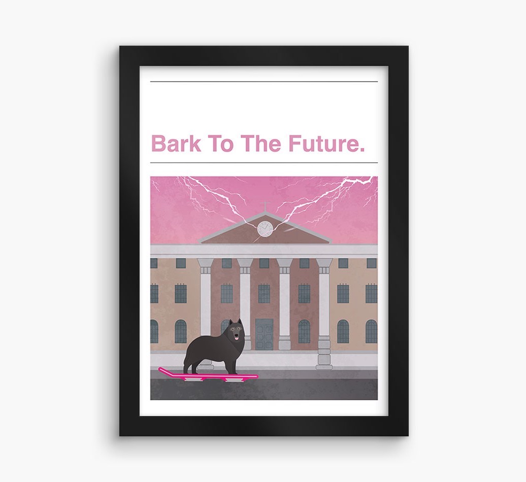 Bark To The Future: Personalised {breedFullName} Framed Print