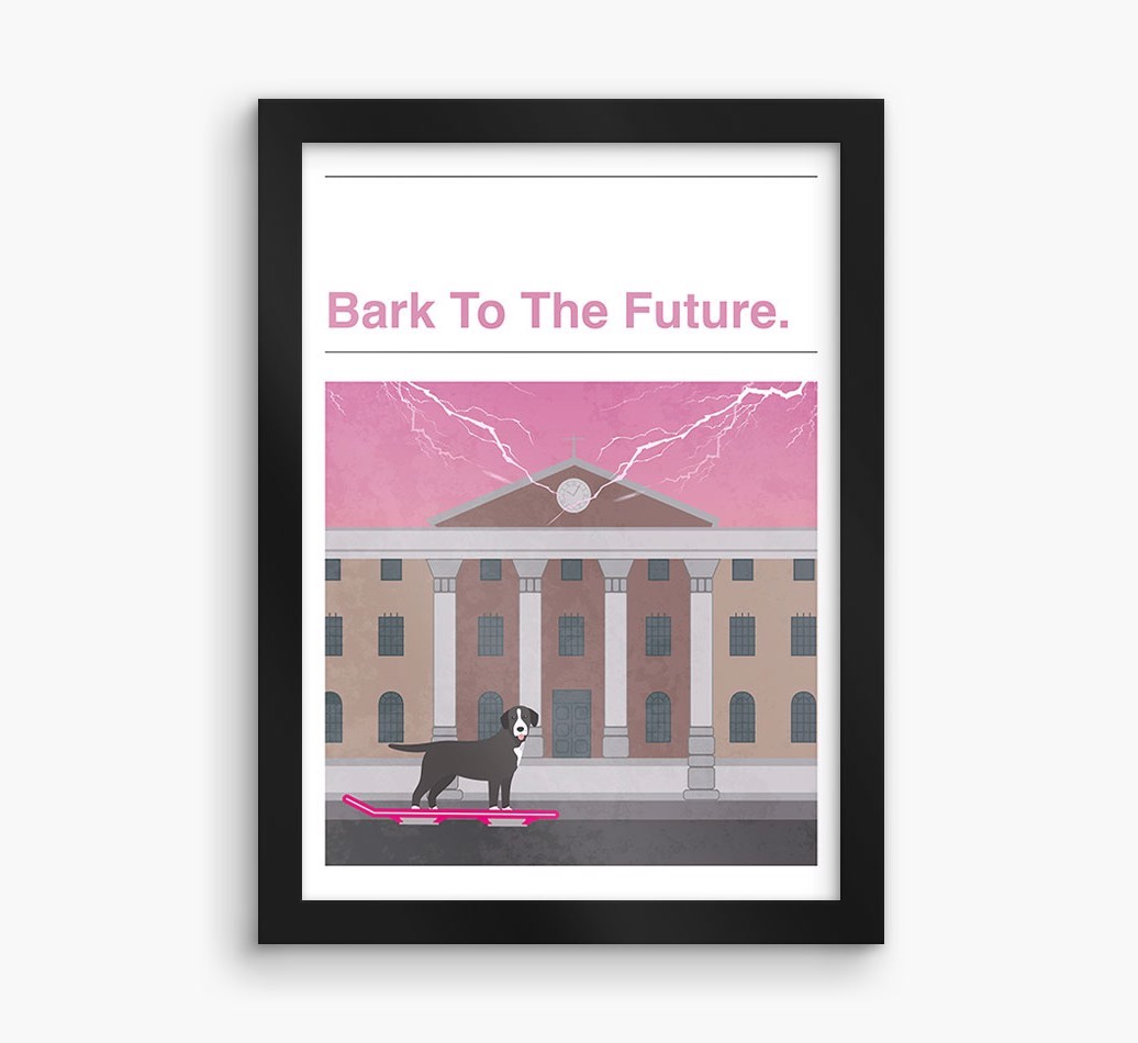 Bark To The Future: Personalised {breedFullName} Framed Print