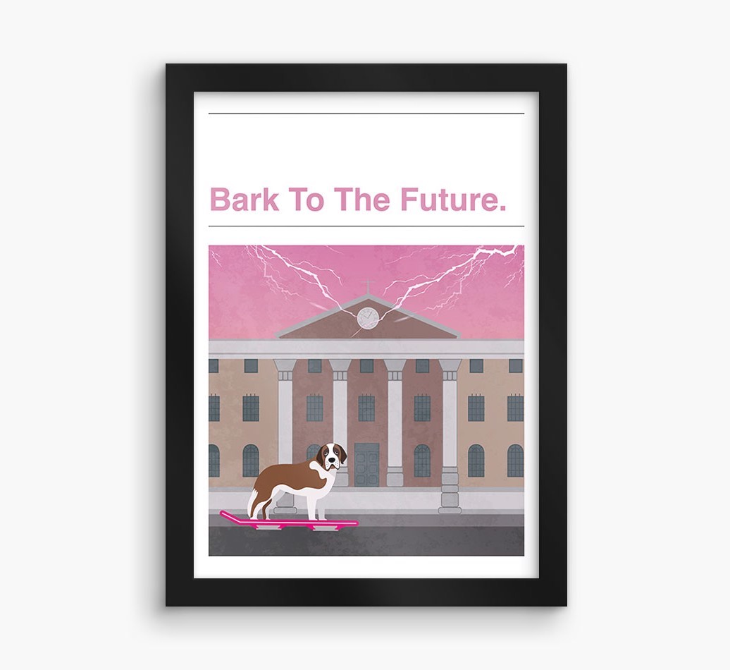 Bark To The Future: Personalised {breedFullName} Framed Print