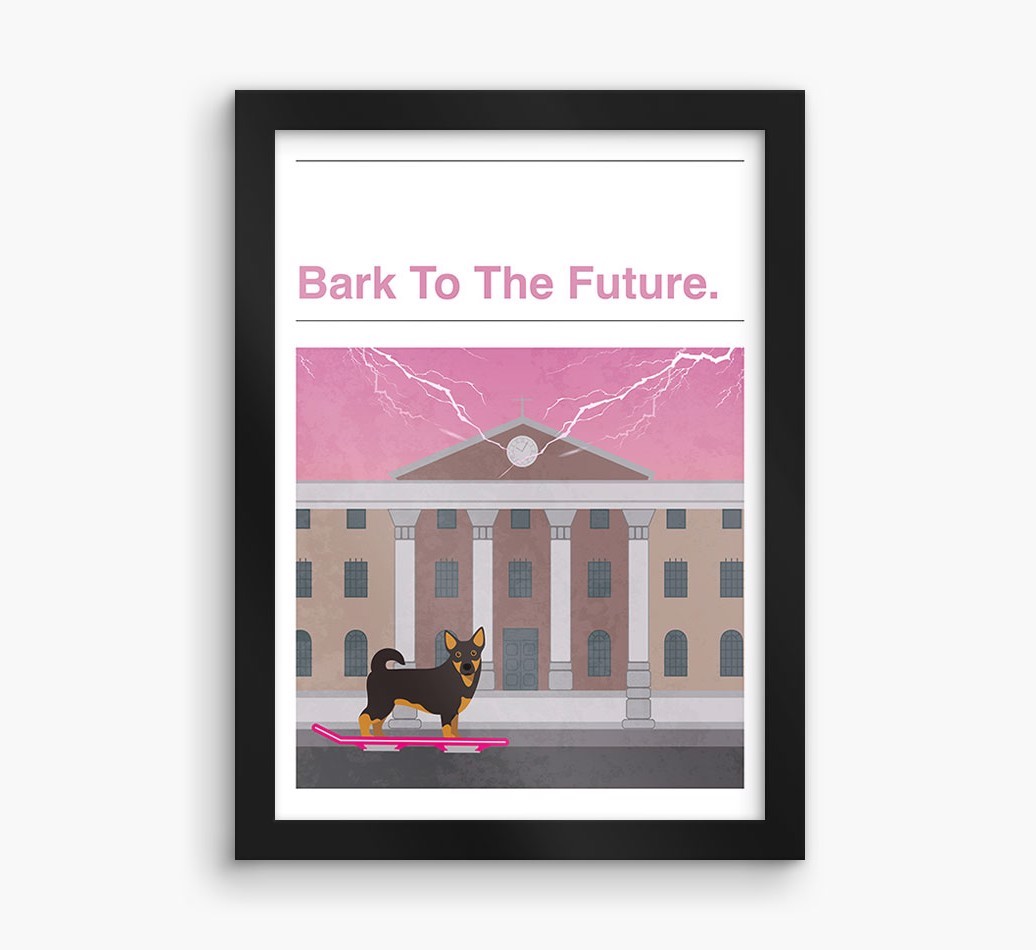 Bark To The Future: Personalised {breedFullName} Framed Print
