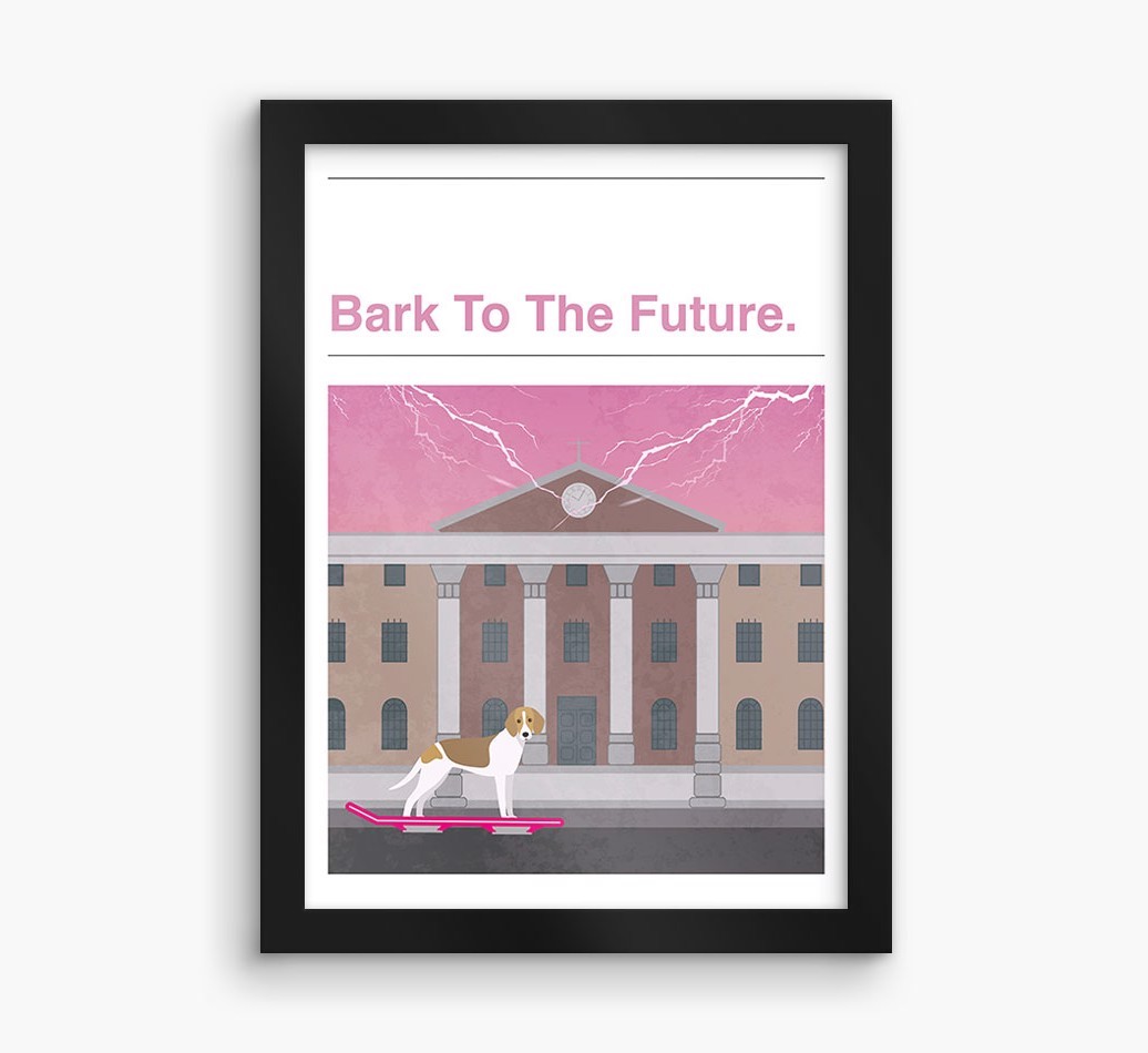 Bark To The Future: Personalised {breedFullName} Framed Print