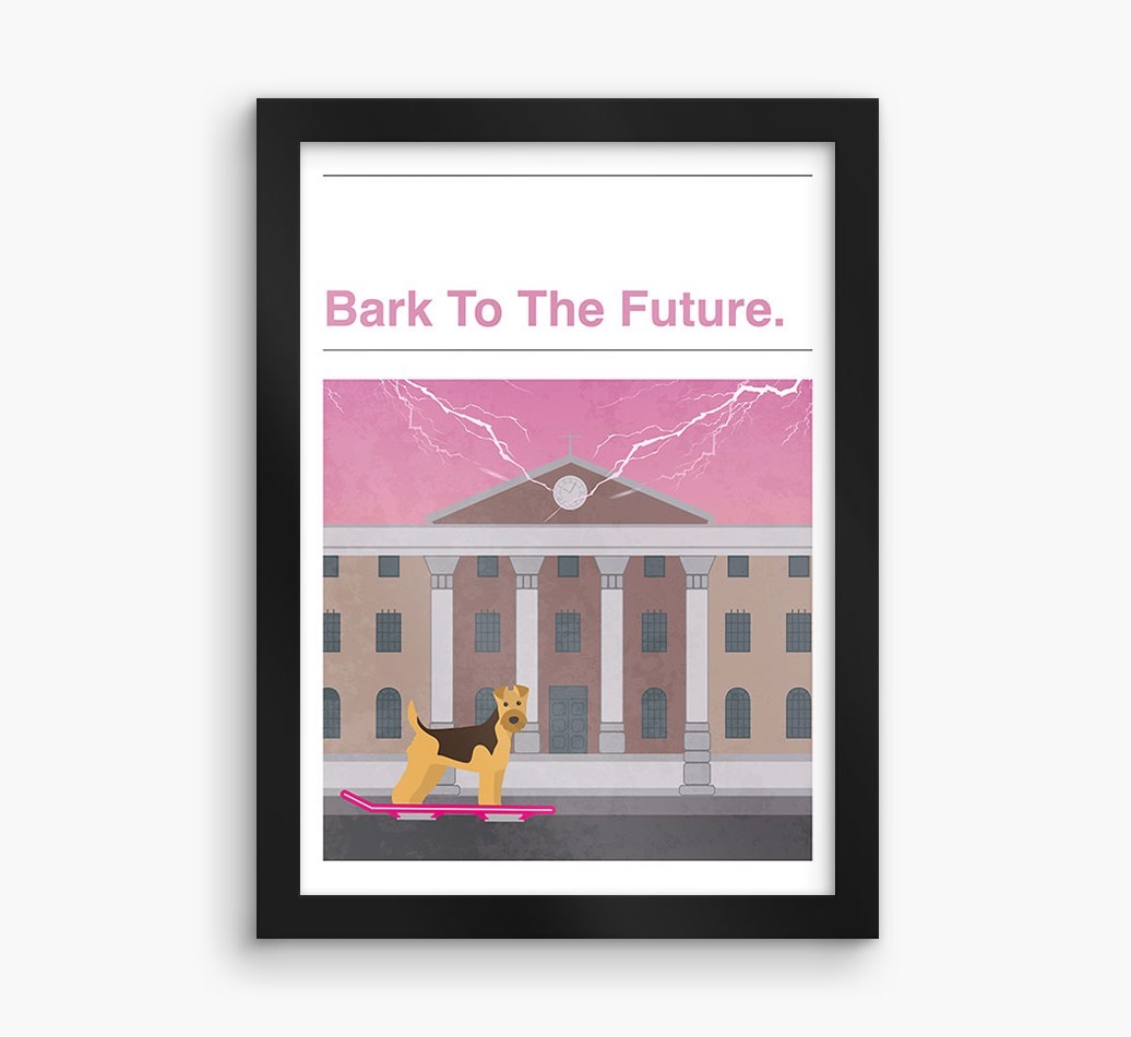 Bark To The Future: Personalised {breedFullName} Framed Print