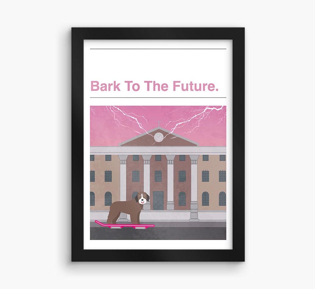 Bark To The Future: Personalized {breedFullName} Framed Print