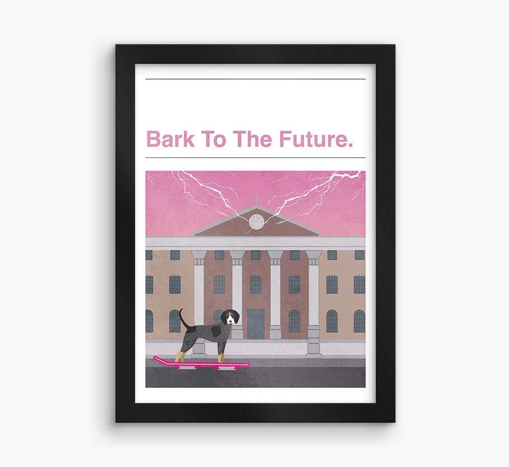 Bark To The Future: Personalized {breedFullName} Framed Print