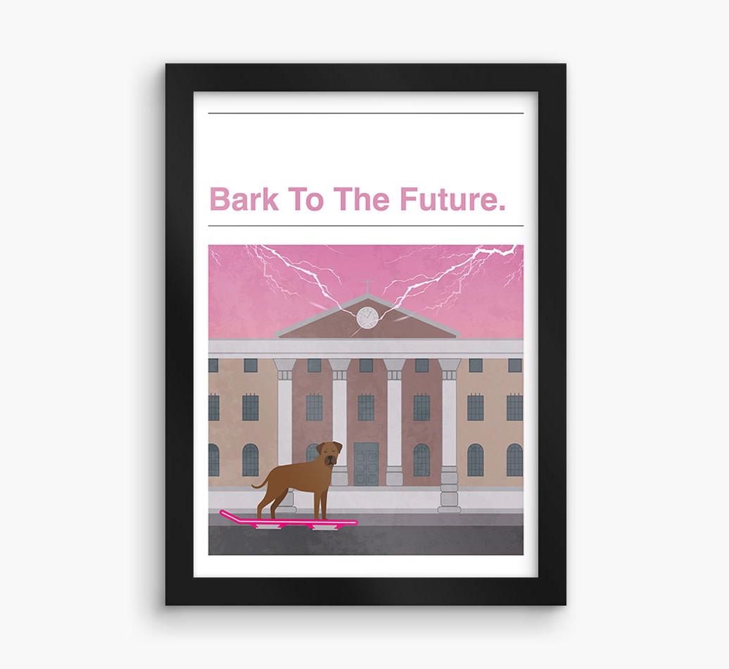 Bark To The Future: Personalized {breedFullName} Framed Print