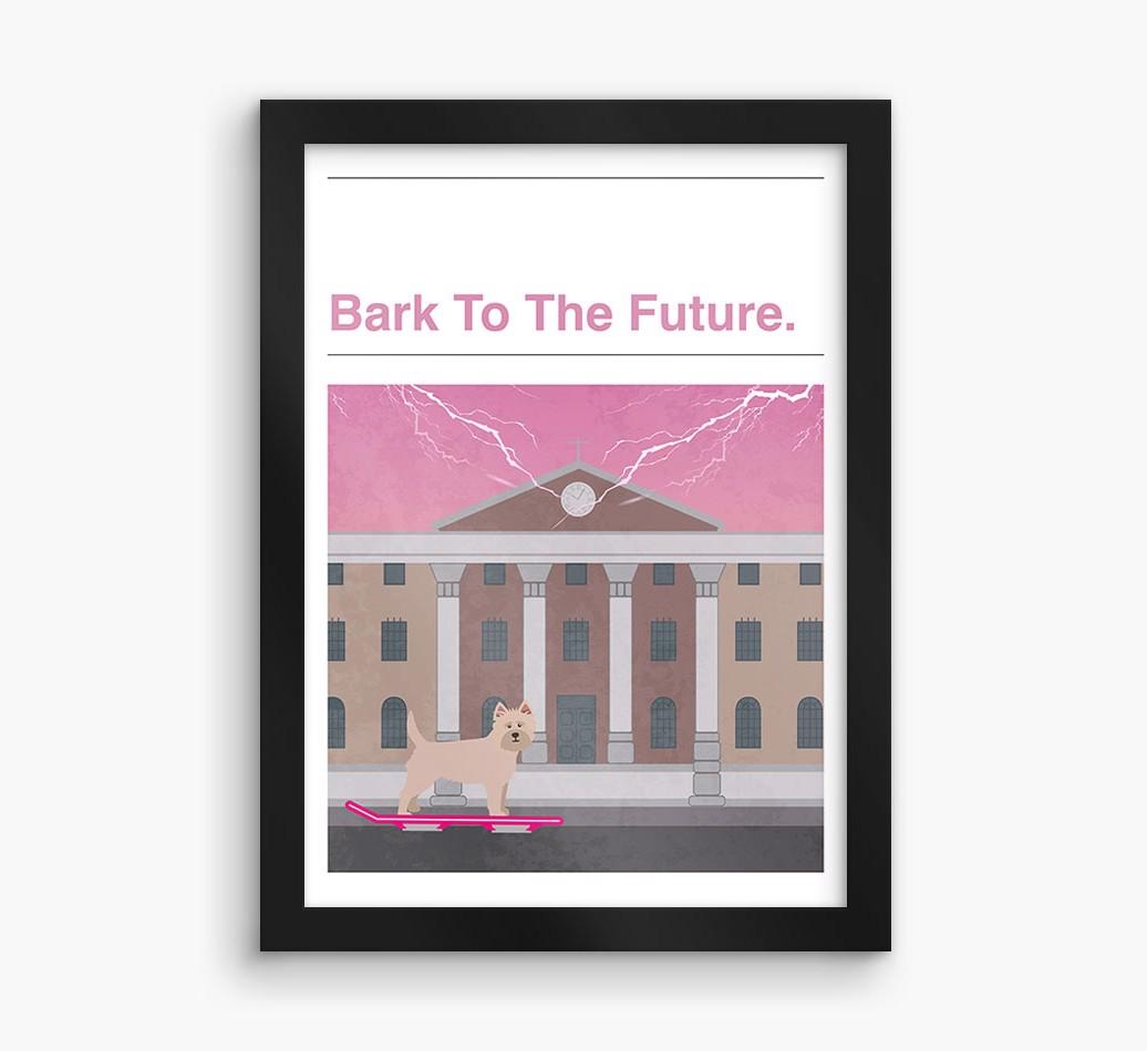 Bark To The Future: Personalized {breedFullName} Framed Print