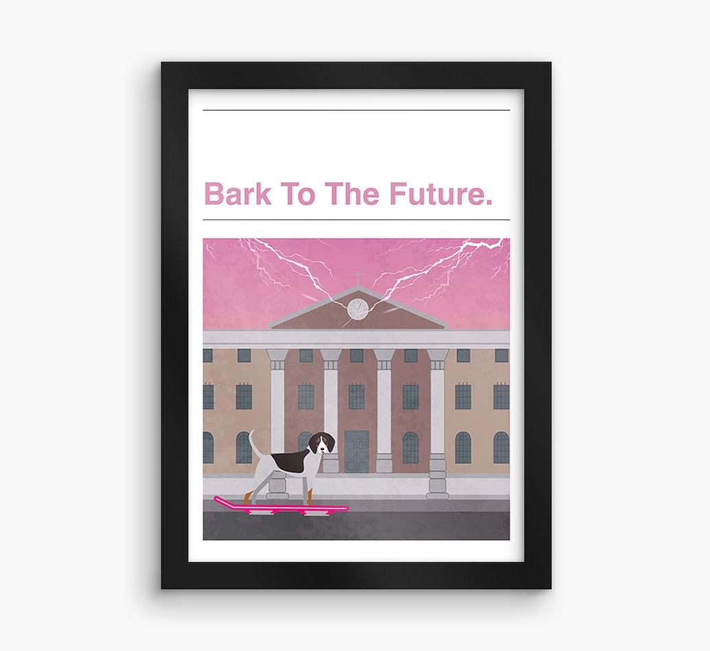 Bark To The Future: Personalized {breedFullName} Framed Print