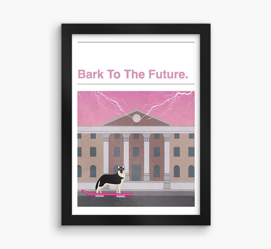 Bark To The Future: Personalized {breedFullName} Framed Print