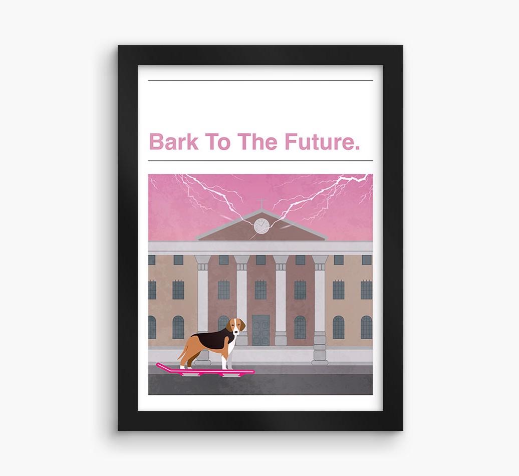 Bark To The Future: Personalized {breedFullName} Framed Print