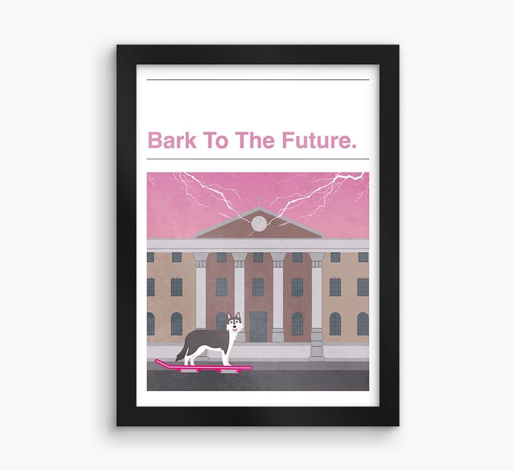 Bark To The Future: Personalized {breedFullName} Framed Print