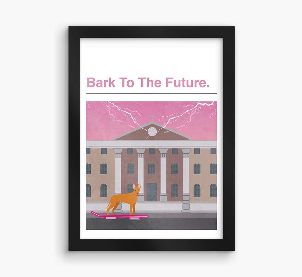 Bark To The Future: Personalised {breedFullName} Framed Print