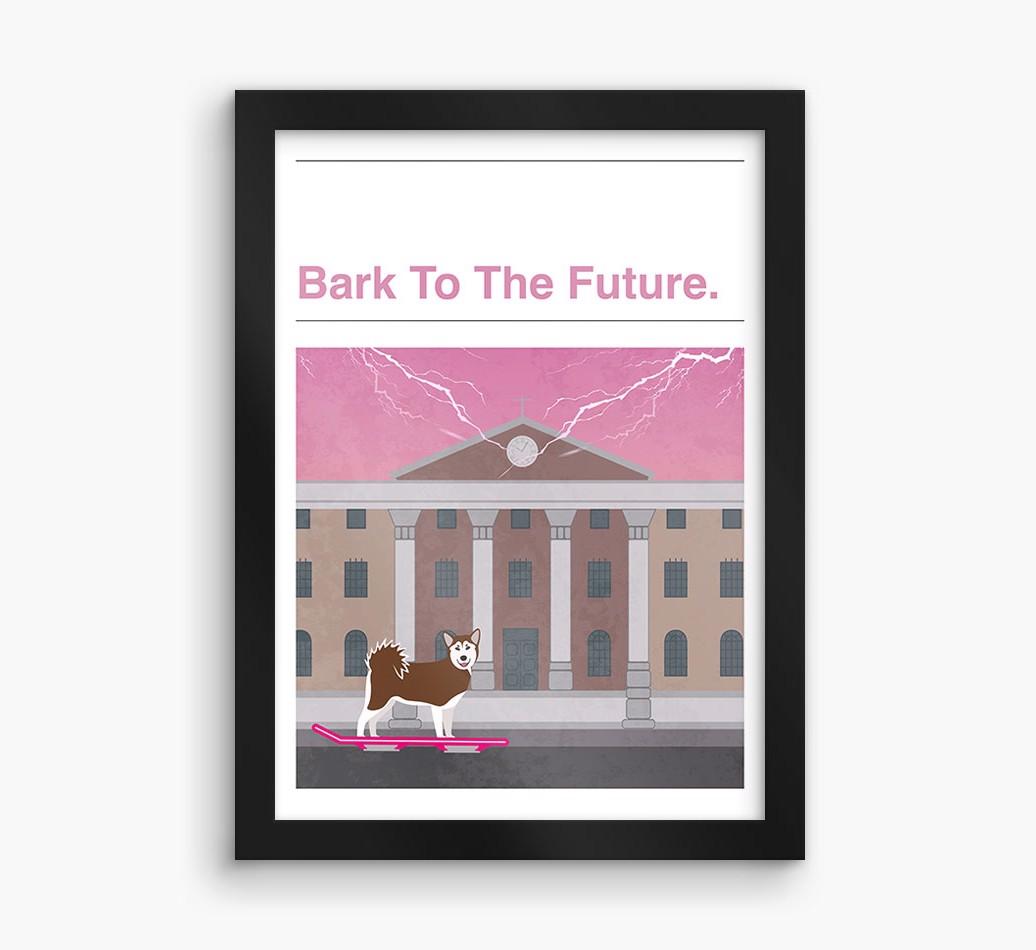 Bark To The Future: Personalized {breedFullName} Framed Print