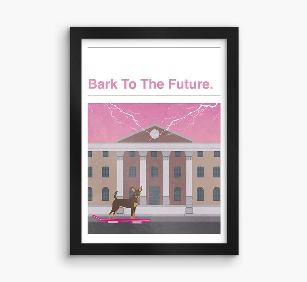 Bark To The Future: Personalized {breedFullName} Framed Print