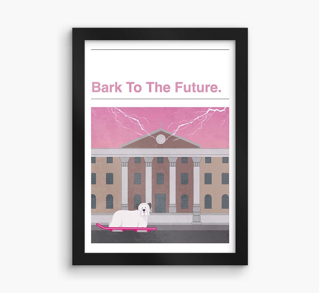 Bark To The Future: Personalized {breedFullName} Framed Print