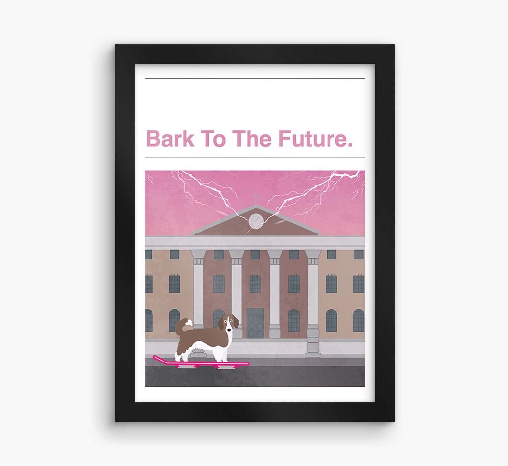 Bark To The Future: Personalized {breedFullName} Framed Print