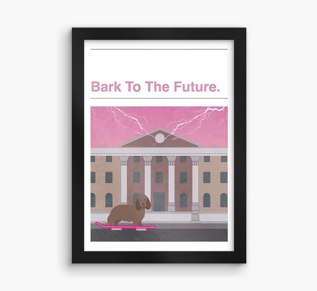 Bark To The Future: Personalized {breedFullName} Framed Print