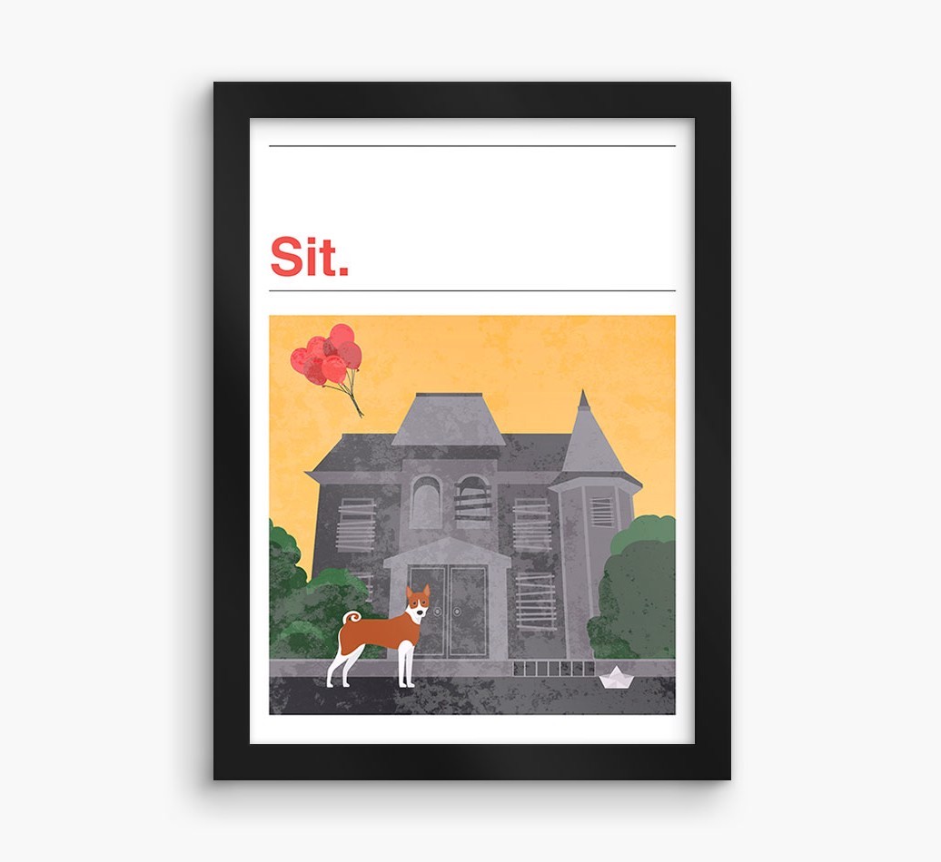 Sit: Personalised {breedFullName} Framed Print