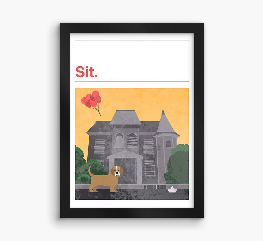 Sit: Personalised {breedFullName} Framed Print