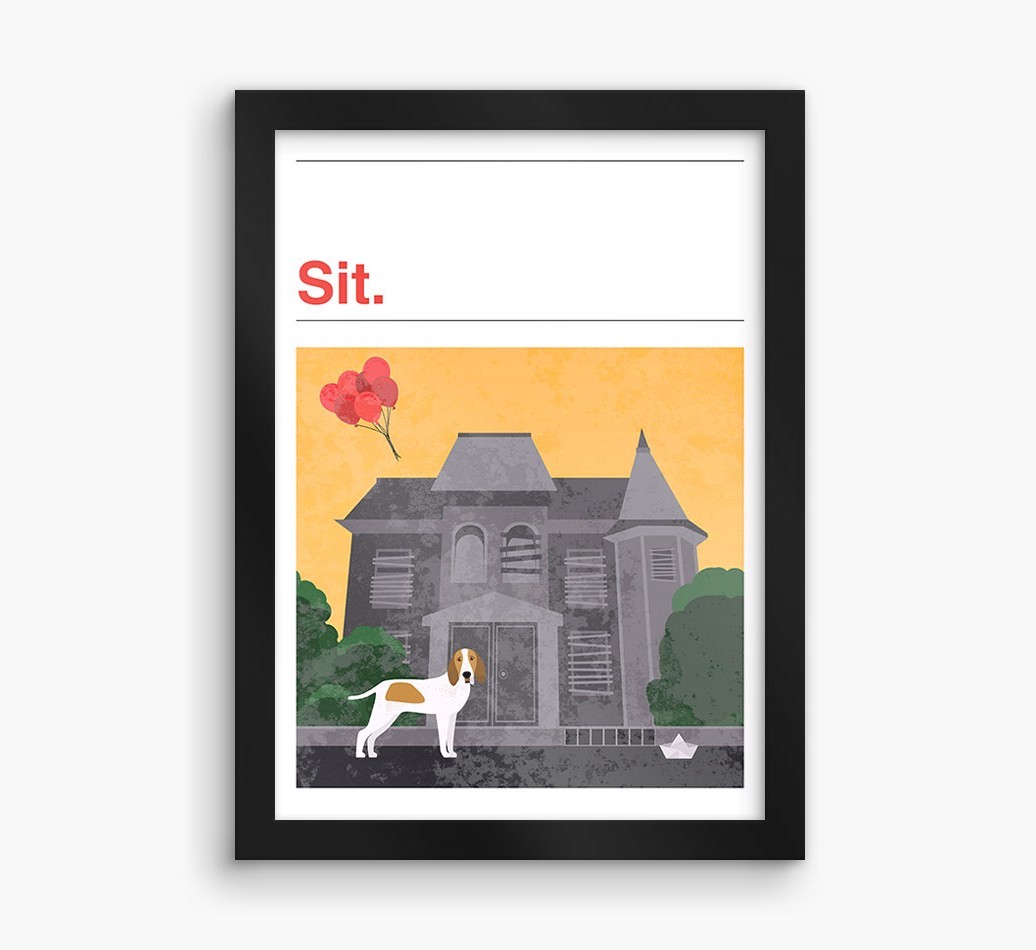 Sit: Personalised {breedFullName} Framed Print