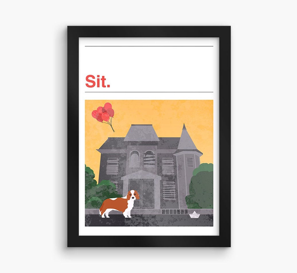 Sit: Personalised {breedFullName} Framed Print