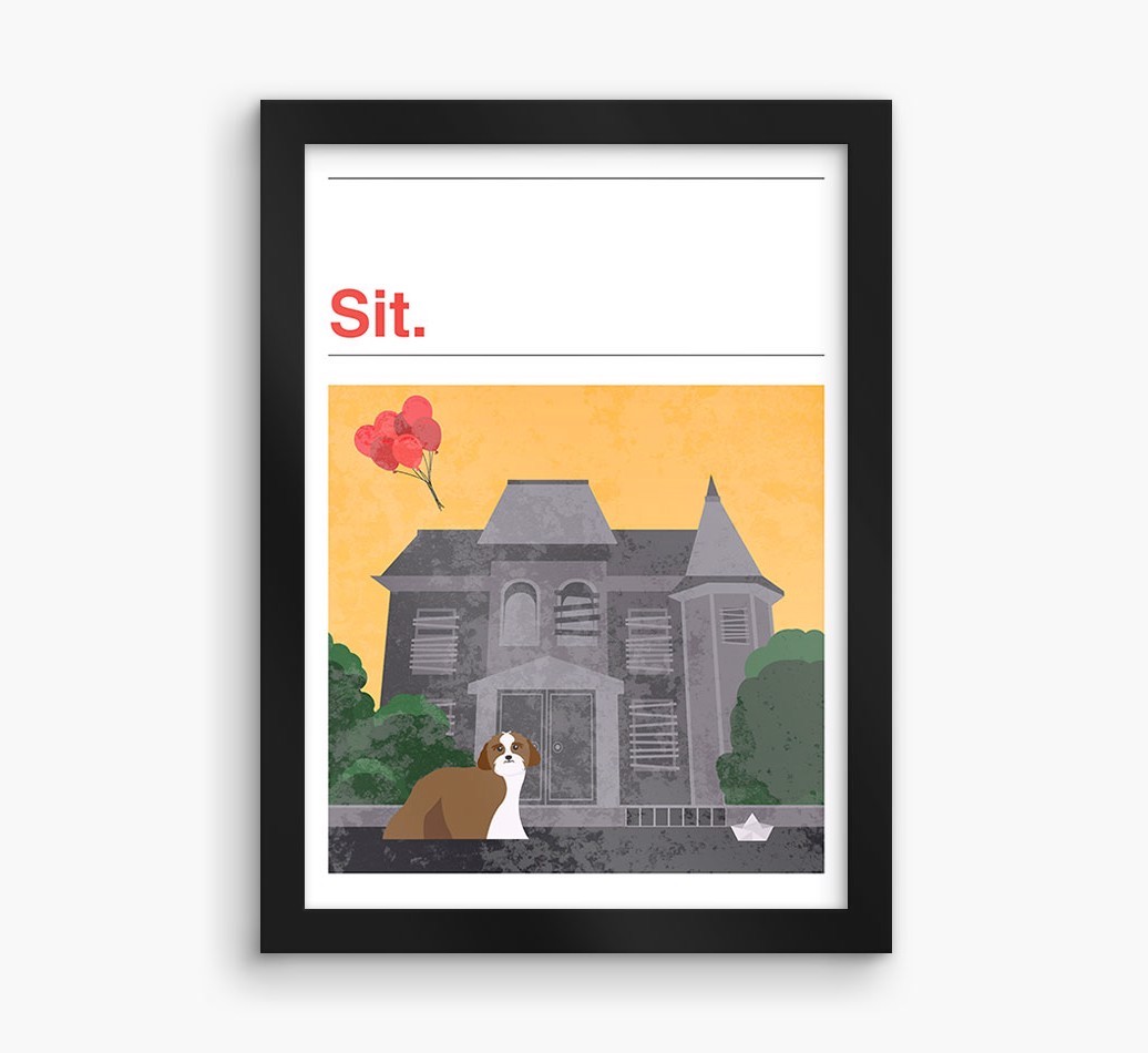 Sit: Personalised {breedFullName} Framed Print