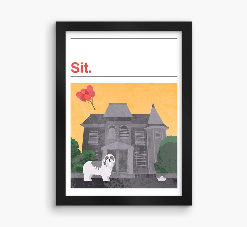 Sit: Personalised {breedFullName} Framed Print