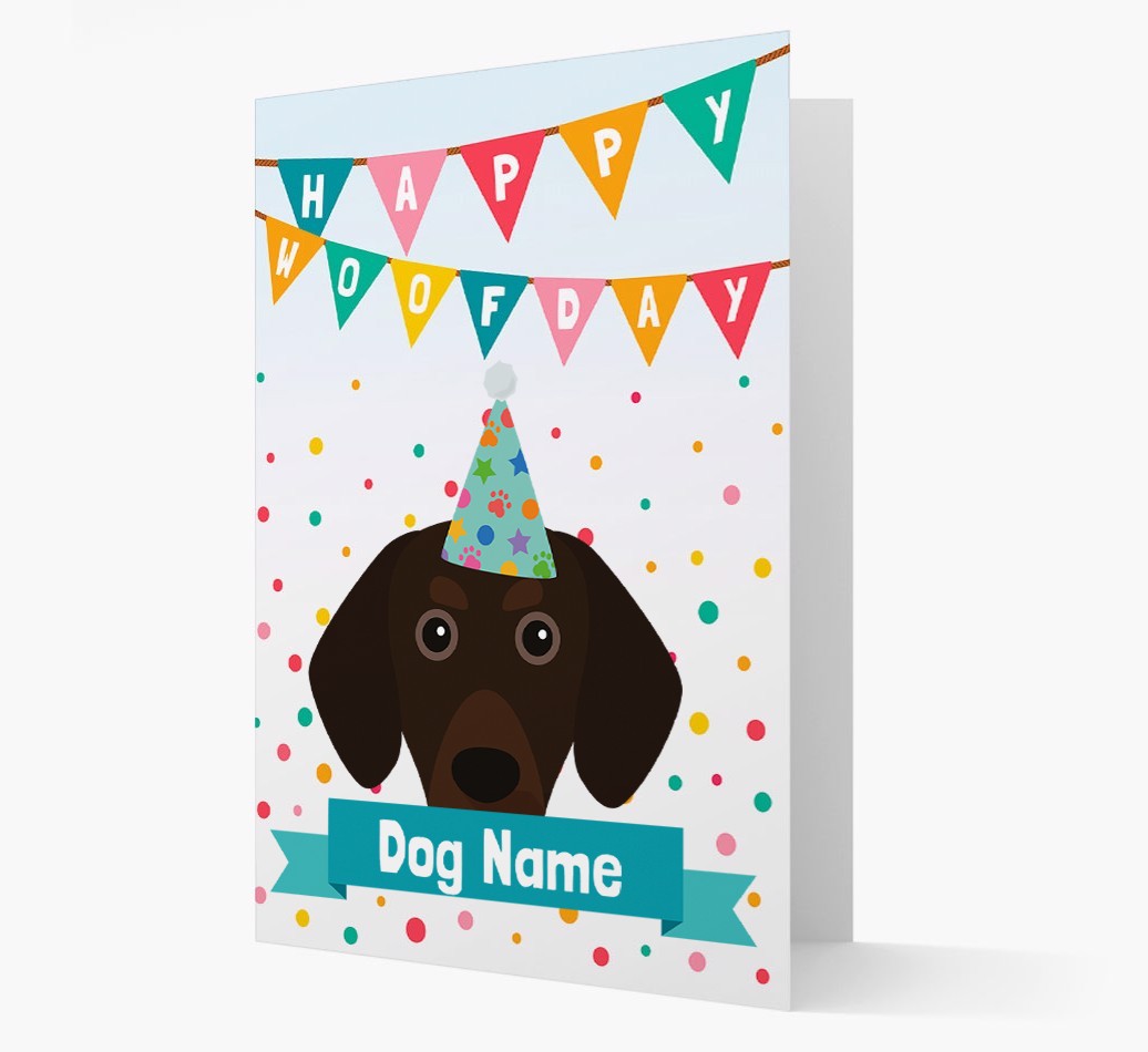 Personalised Card 'Happy Woofday {dogsName}' with {breedCommonName} Icon