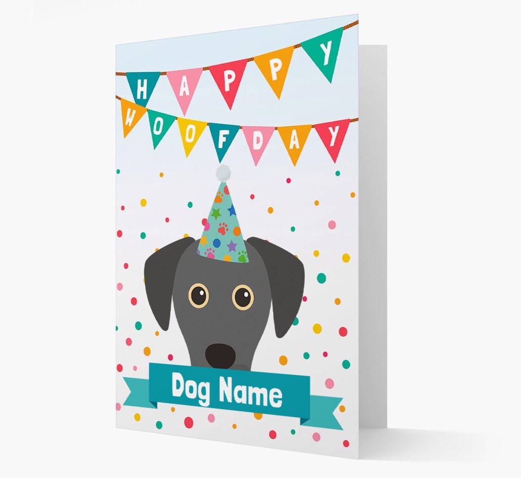 Personalised Card 'Happy Woofday {dogsName}' with {breedCommonName} Icon