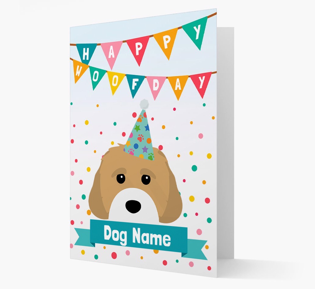 Personalised Card 'Happy Woofday {dogsName}' with {breedCommonName} Icon
