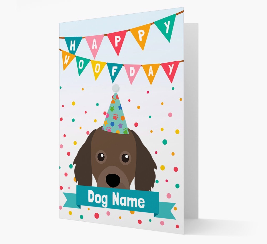 Personalised Card 'Happy Woofday {dogsName}' with {breedCommonName} Icon
