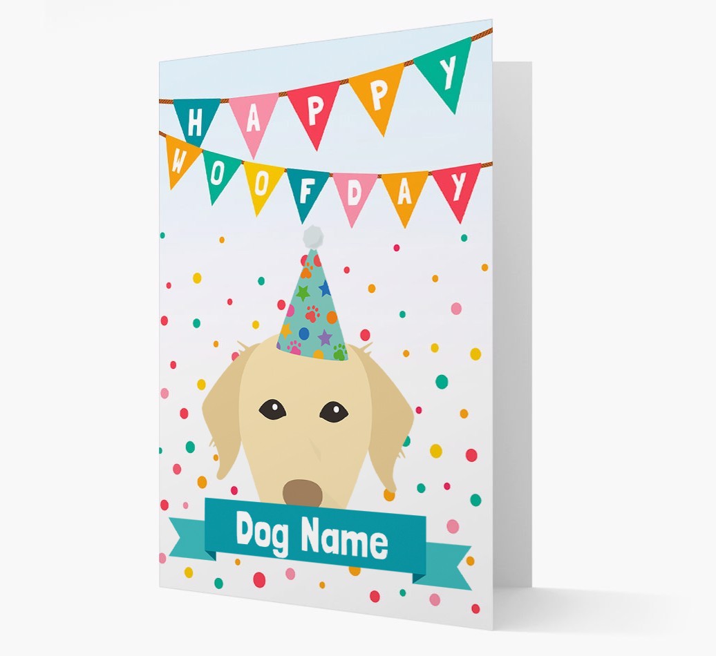 Personalised Card 'Happy Woofday {dogsName}' with {breedCommonName} Icon