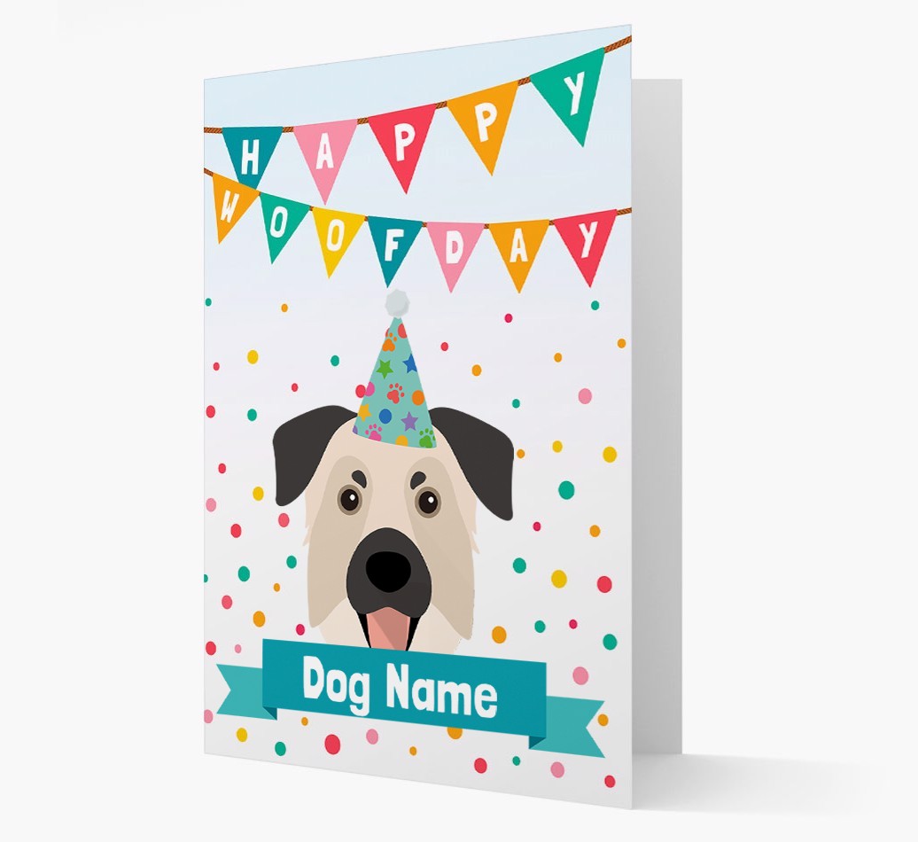 Personalised Card 'Happy Woofday {dogsName}' with {breedCommonName} Icon