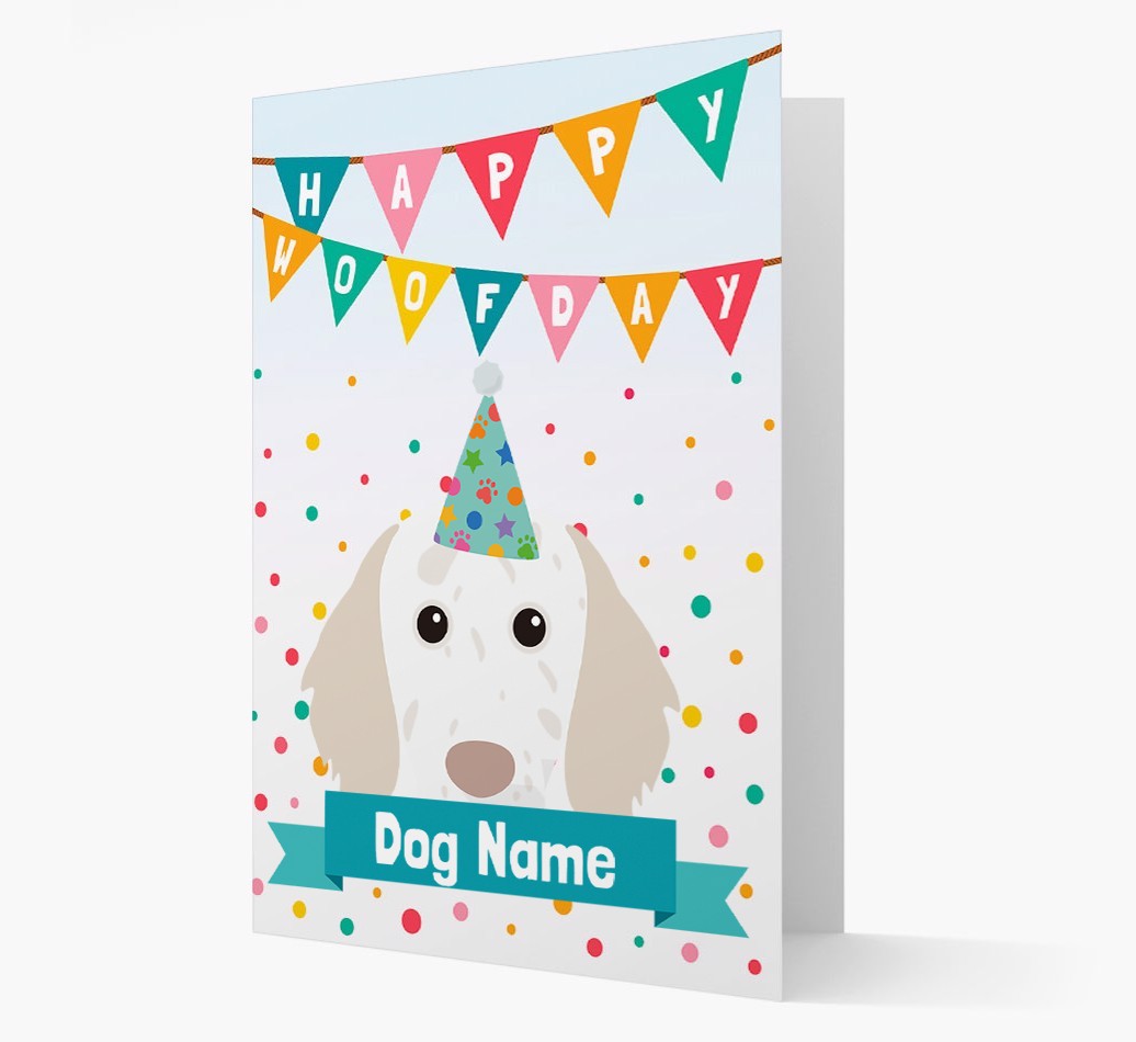 Personalised Card 'Happy Woofday {dogsName}' with {breedCommonName} Icon
