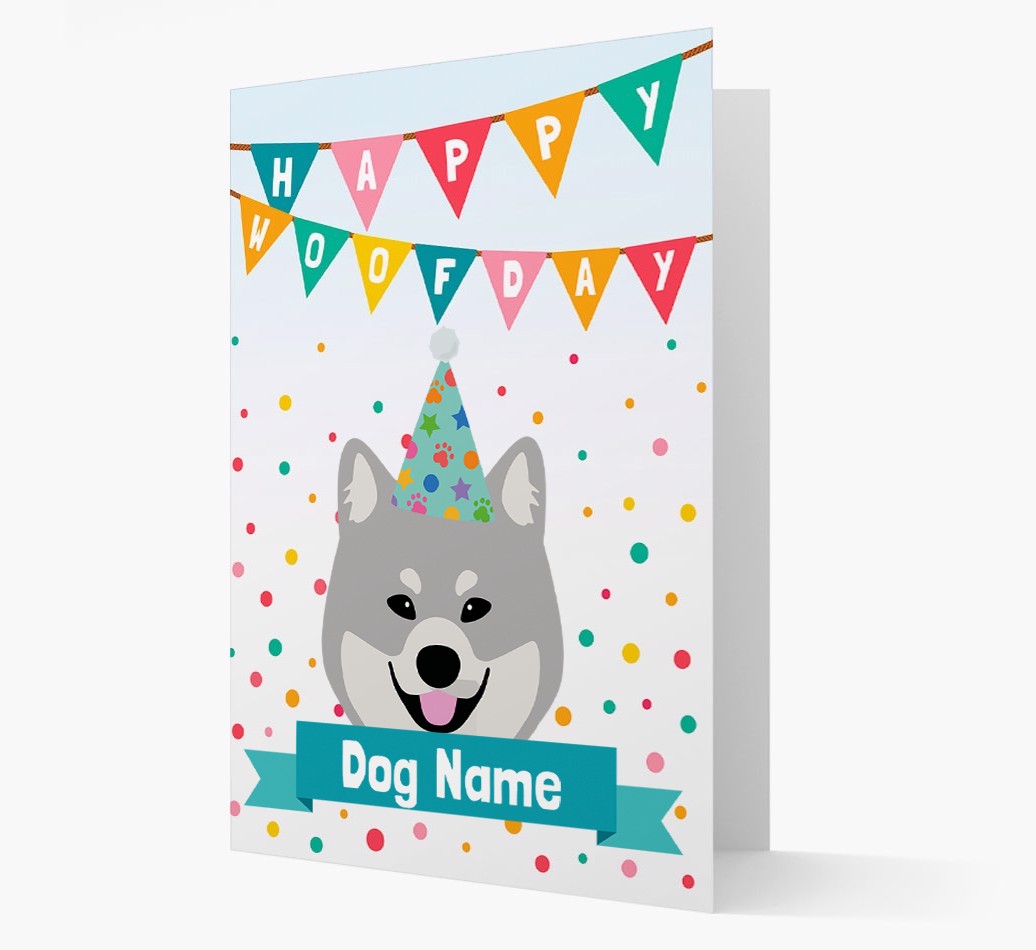 Personalised Card 'Happy Woofday {dogsName}' with {breedCommonName} Icon