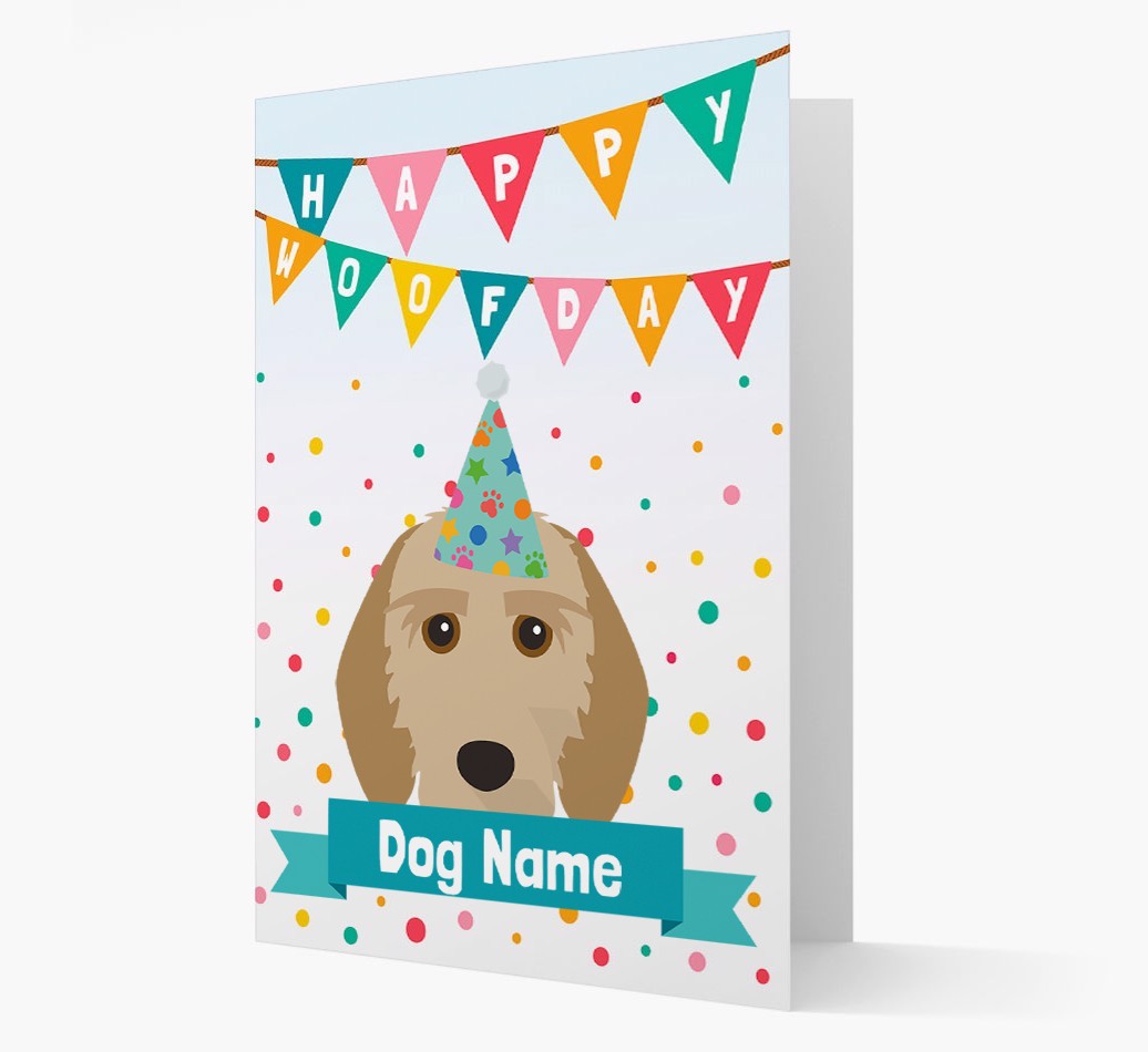Personalised Card 'Happy Woofday {dogsName}' with {breedCommonName} Icon