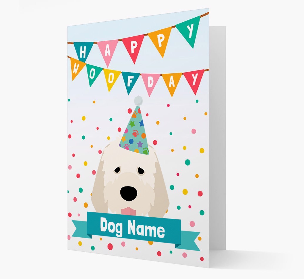 Personalised Card 'Happy Woofday {dogsName}' with {breedCommonName} Icon