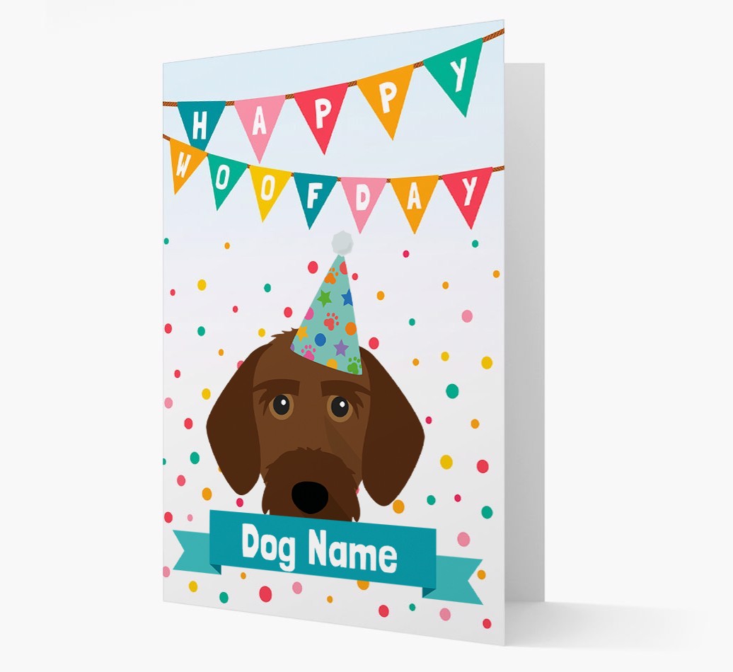 Personalised Card 'Happy Woofday {dogsName}' with {breedCommonName} Icon