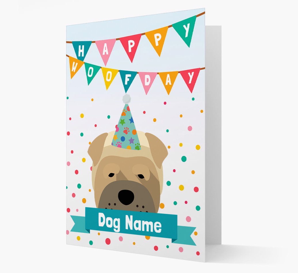 Personalised Card 'Happy Woofday {dogsName}' with {breedCommonName} Icon