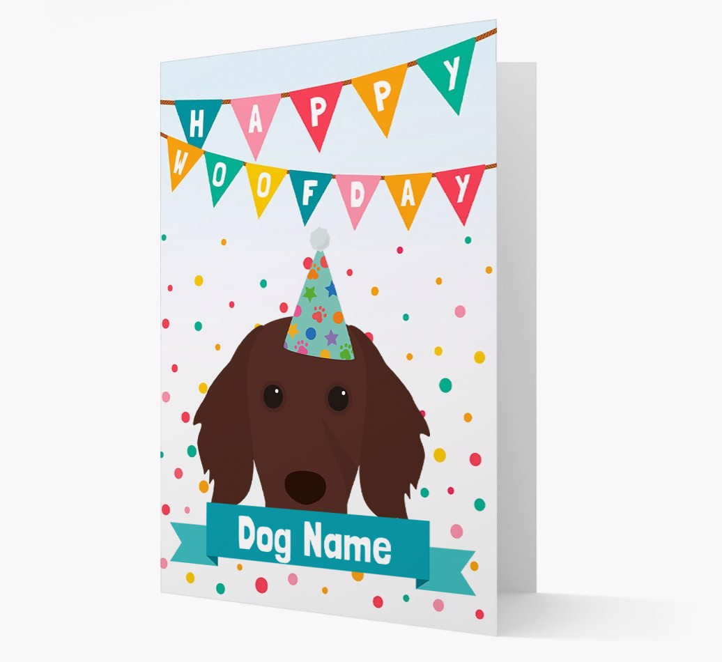 Personalised Card 'Happy Woofday {dogsName}' with {breedCommonName} Icon