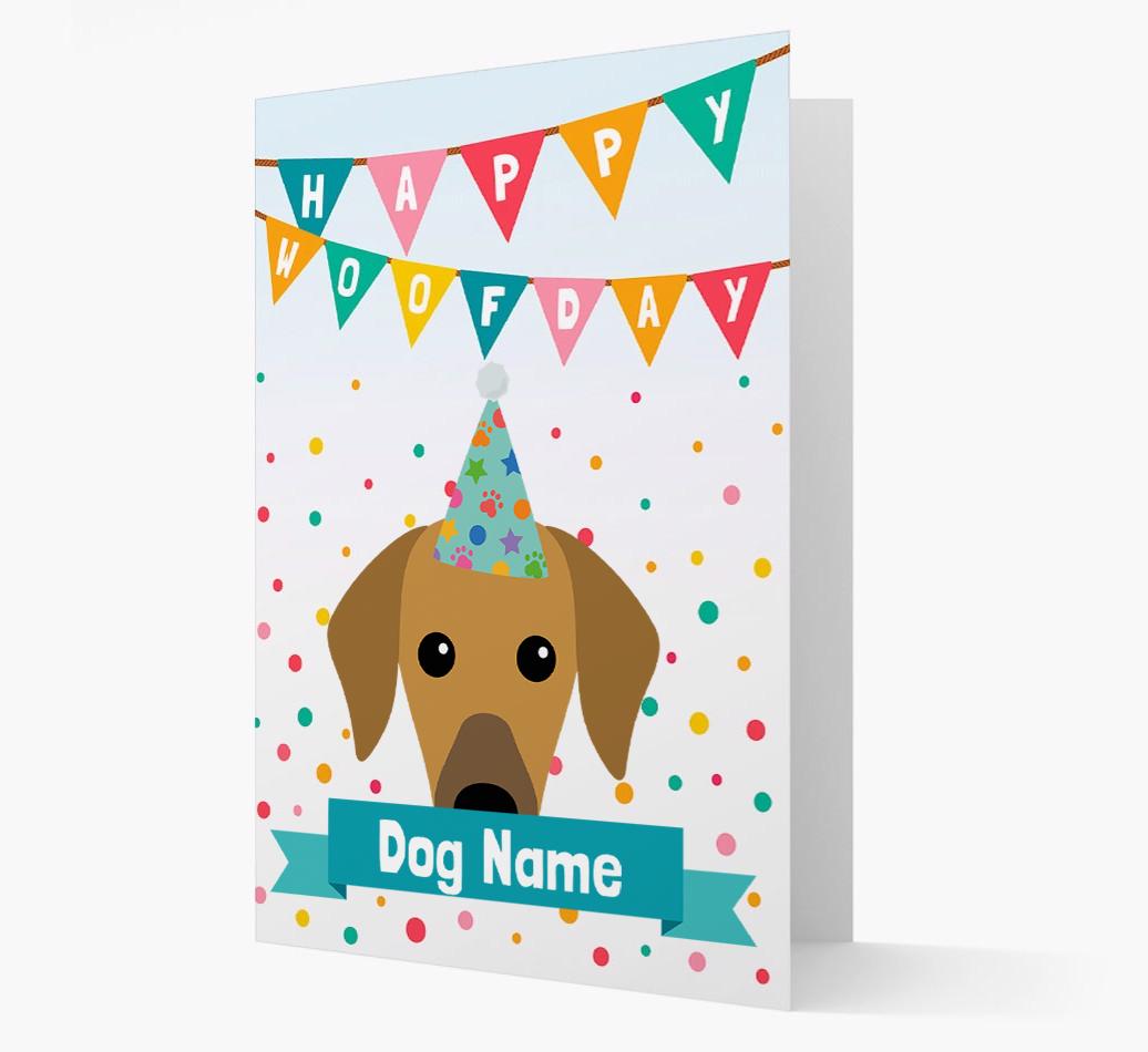 Personalized Card 'Happy Woofday {dogsName}' with {breedCommonName} Icon